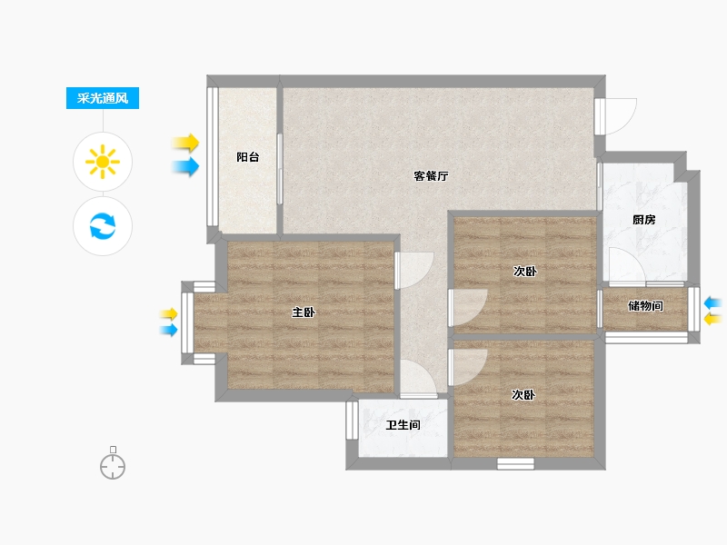 广东省-湛江市-福民小区-62.67-户型库-采光通风