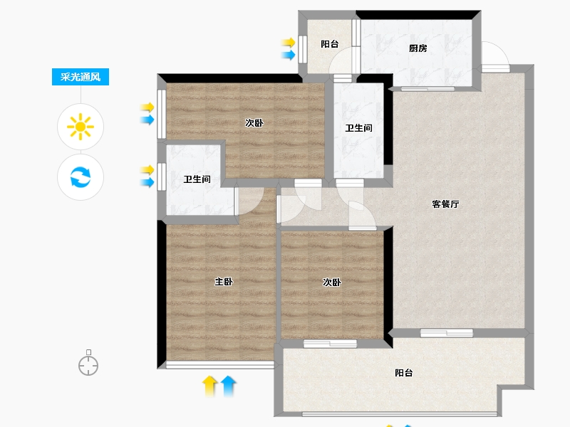 四川省-绵阳市-明御西城-91.90-户型库-采光通风