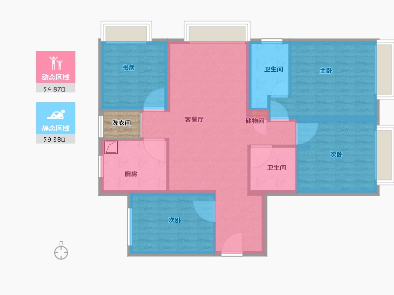 河北省-廊坊市-富力新城-105.00-户型库-动静分区