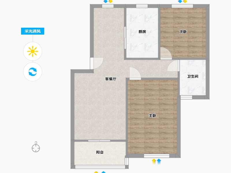 江苏省-无锡市-泰伯花苑三-73.08-户型库-采光通风