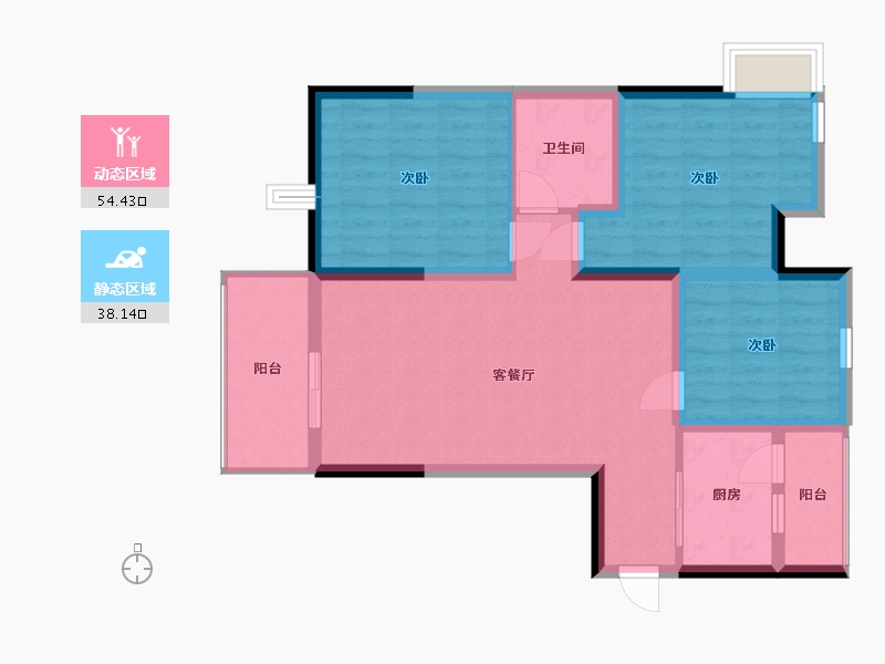 四川省-成都市-东方威尼斯-82.61-户型库-动静分区