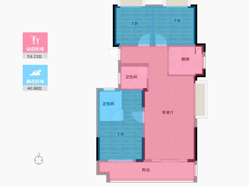 湖北省-武汉市-融创天水碧-89.87-户型库-动静分区