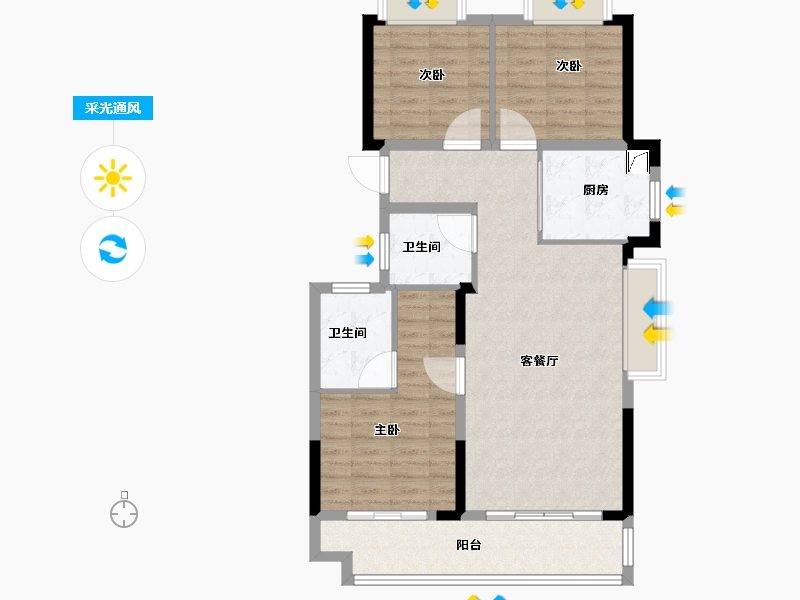 湖北省-武汉市-融创天水碧-89.87-户型库-采光通风