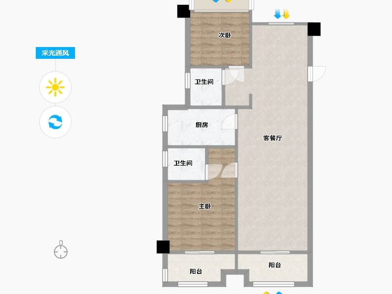 安徽省-合肥市-安建翰林天筑-75.00-户型库-采光通风