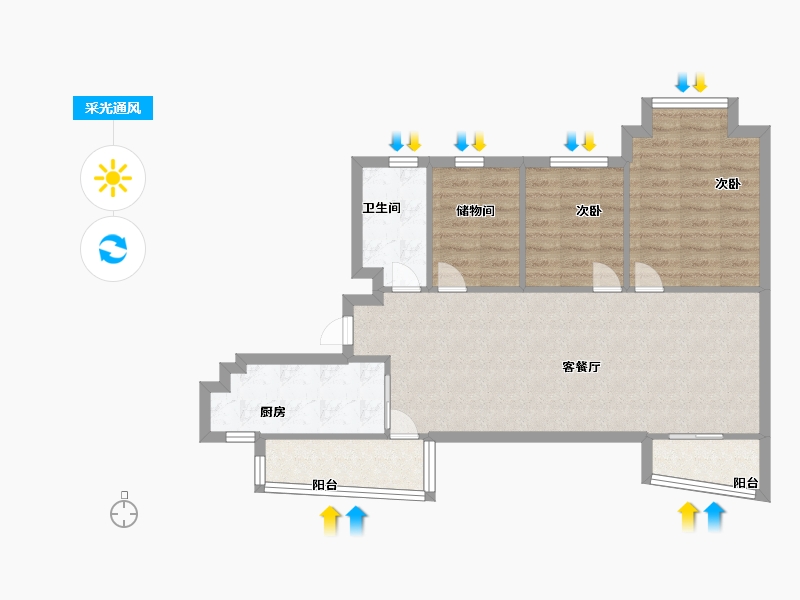 广东省-广州市-金碧花园-74.20-户型库-采光通风