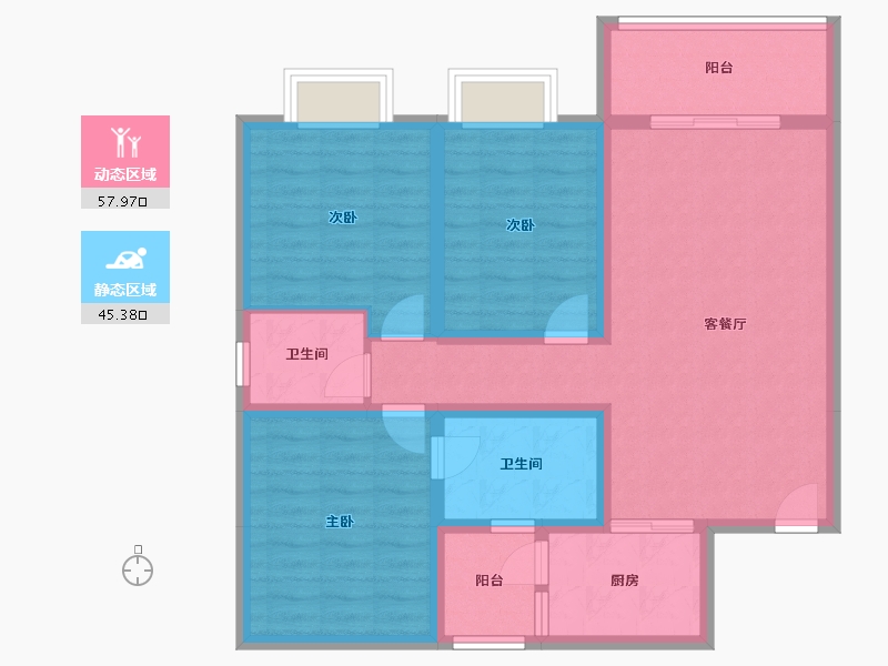 陕西省-西安市-融尚中央住区-91.65-户型库-动静分区