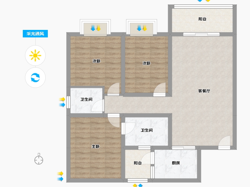 陕西省-西安市-融尚中央住区-91.65-户型库-采光通风