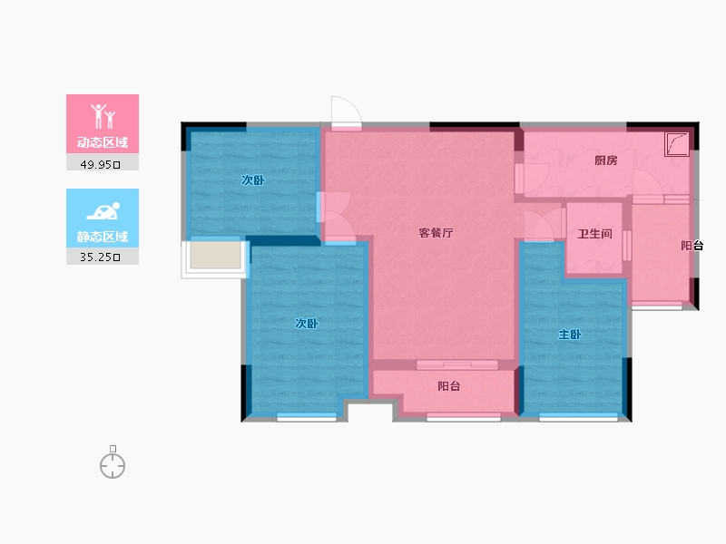 四川省-乐山市-恒邦紫云府-74.72-户型库-动静分区