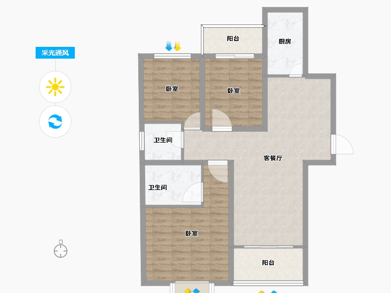 河南省-新乡市-华地东城-98.99-户型库-采光通风