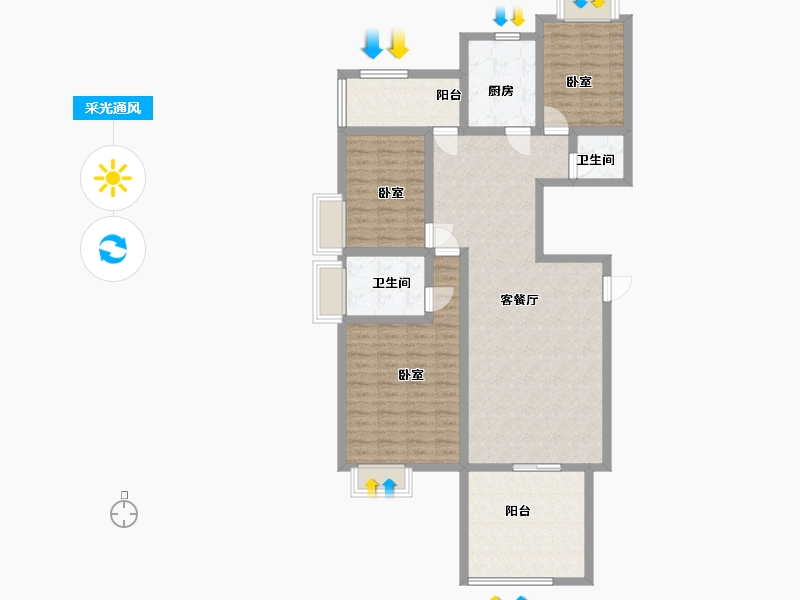 广东省-汕头市-中信华庭-120.52-户型库-采光通风