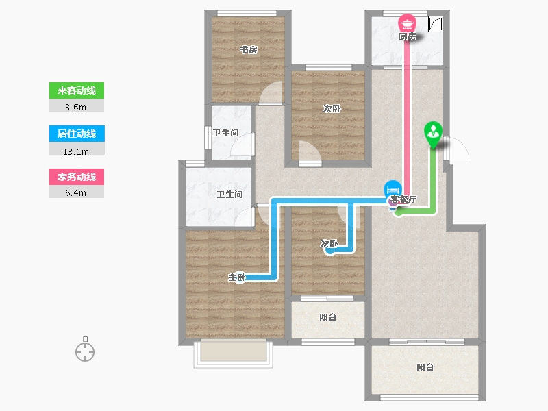 浙江省-金华市-金厦・银湖城-108.79-户型库-动静线