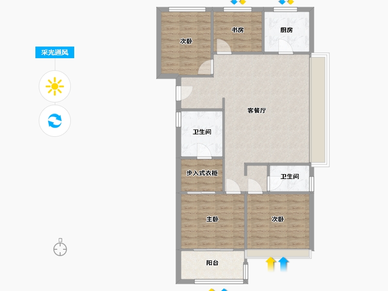 浙江省-杭州市-都会风华-93.00-户型库-采光通风