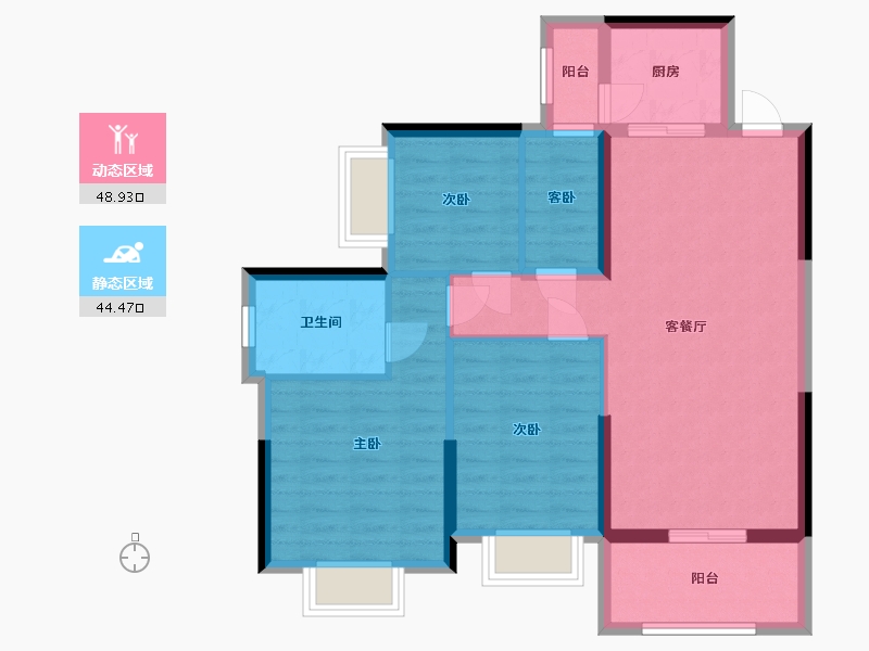 广西壮族自治区-贵港市-润月公园里小区-83.47-户型库-动静分区