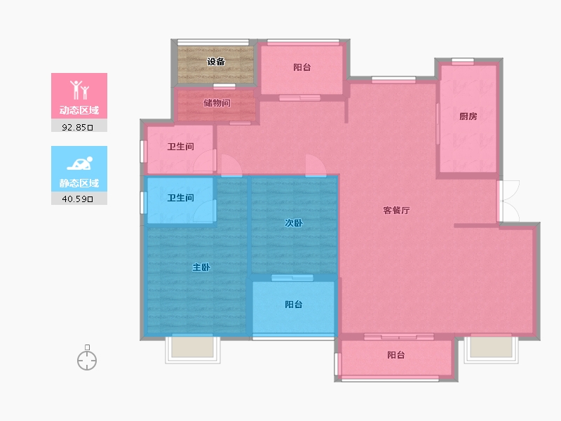 浙江省-金华市-锦绣天成-125.57-户型库-动静分区