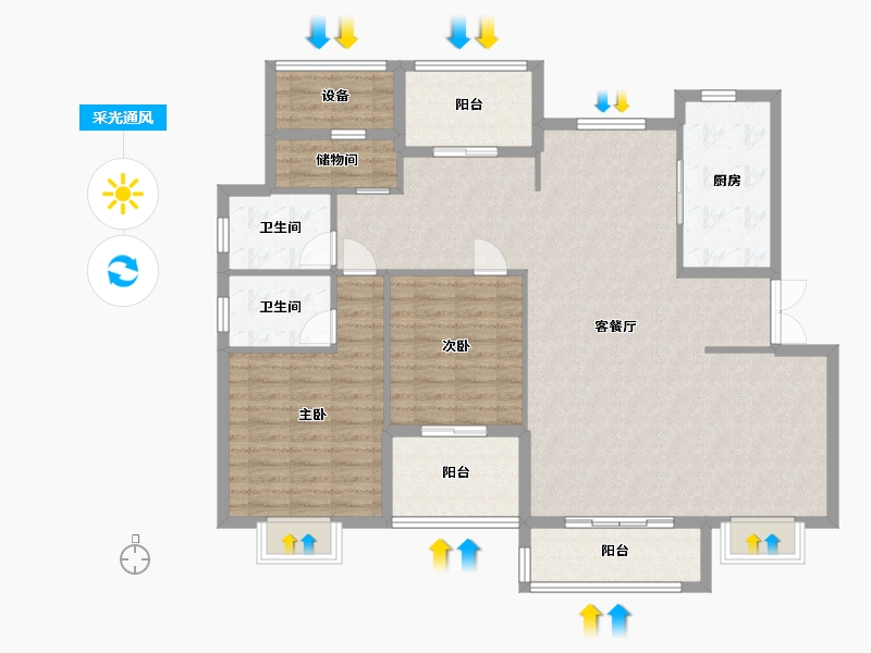 浙江省-金华市-锦绣天成-125.57-户型库-采光通风