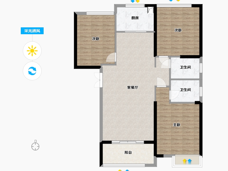 山东省-菏泽市-中央檀府-109.00-户型库-采光通风