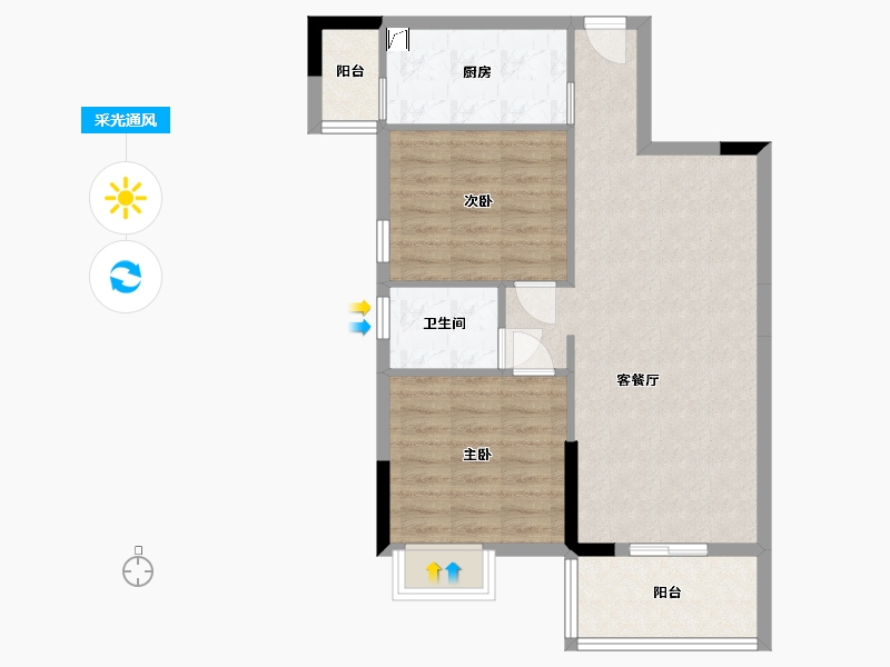 广东省-河源市-铭成·华瑞美苑-69.69-户型库-采光通风