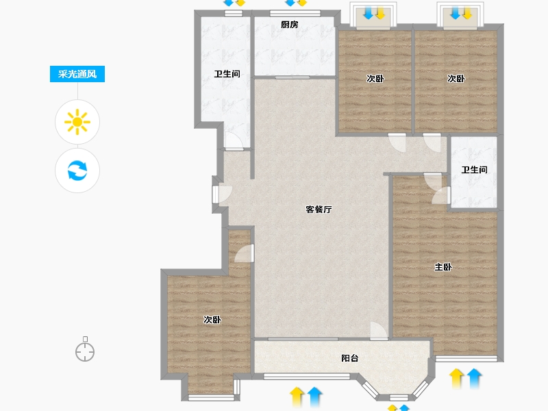 山东省-临沂市-水榭华庭-151.80-户型库-采光通风