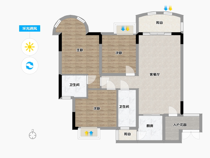 广东省-清远市-天湖郦都-98.70-户型库-采光通风