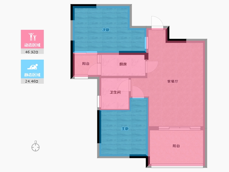 广东省-东莞市-宇丰名苑-64.12-户型库-动静分区