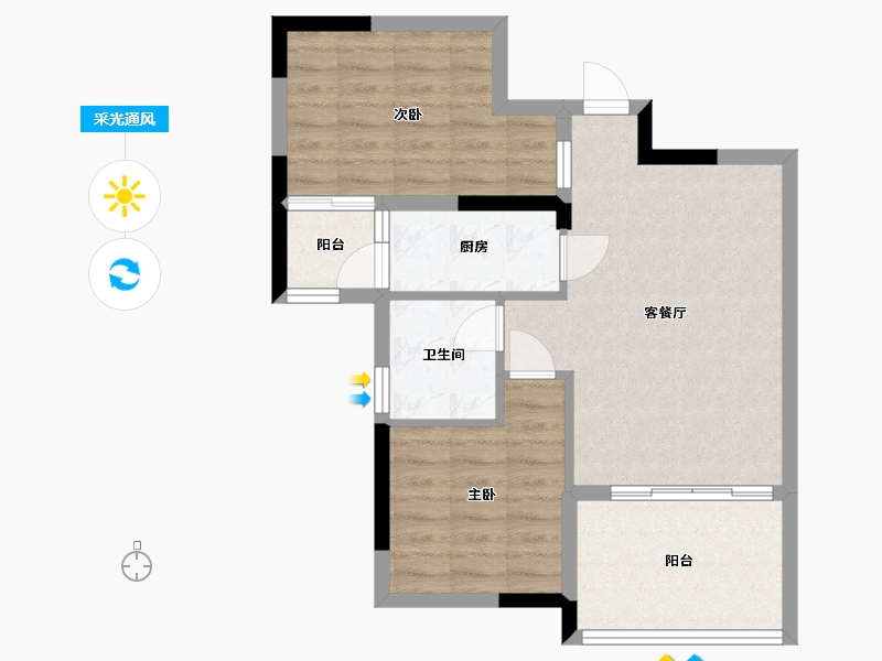 广东省-东莞市-宇丰名苑-64.12-户型库-采光通风