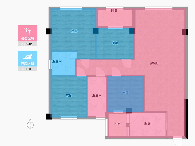 广东省-河源市-阳光波尔登-83.55-户型库-动静分区