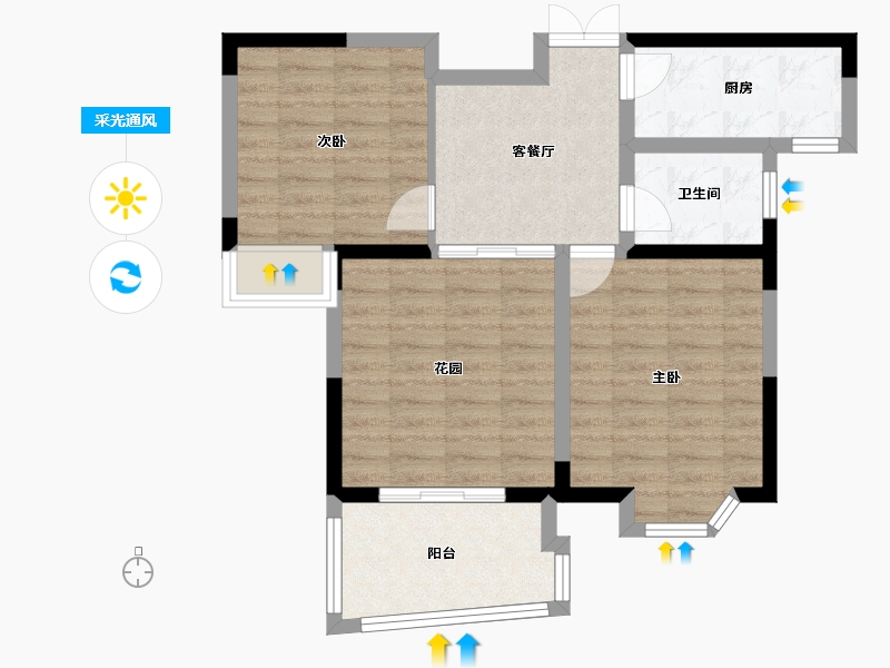 河南省-郑州市-龙源世纪花园-67.45-户型库-采光通风