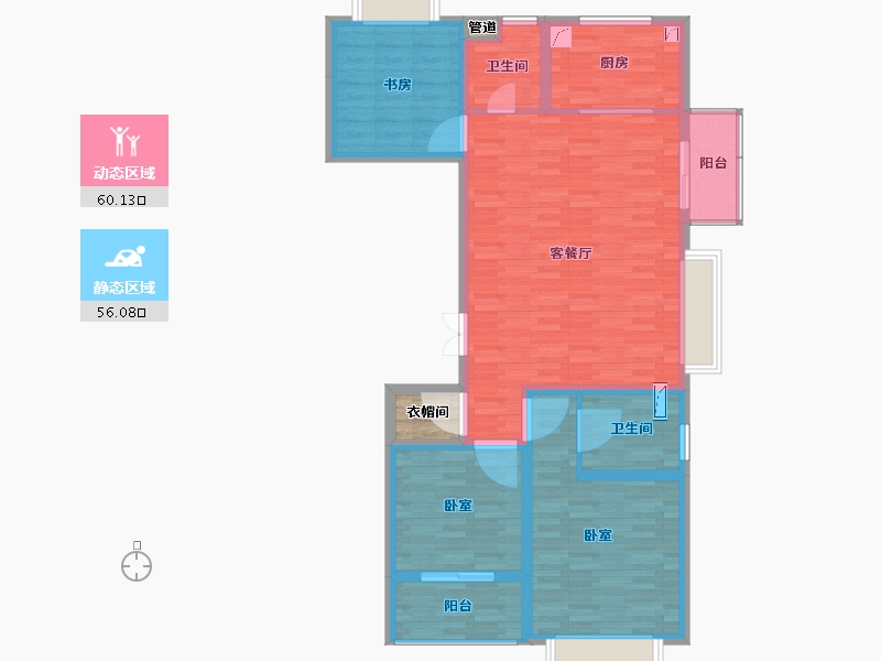 上海-undefined-新湖·青蓝国际一期-107.01-户型库-动静分区