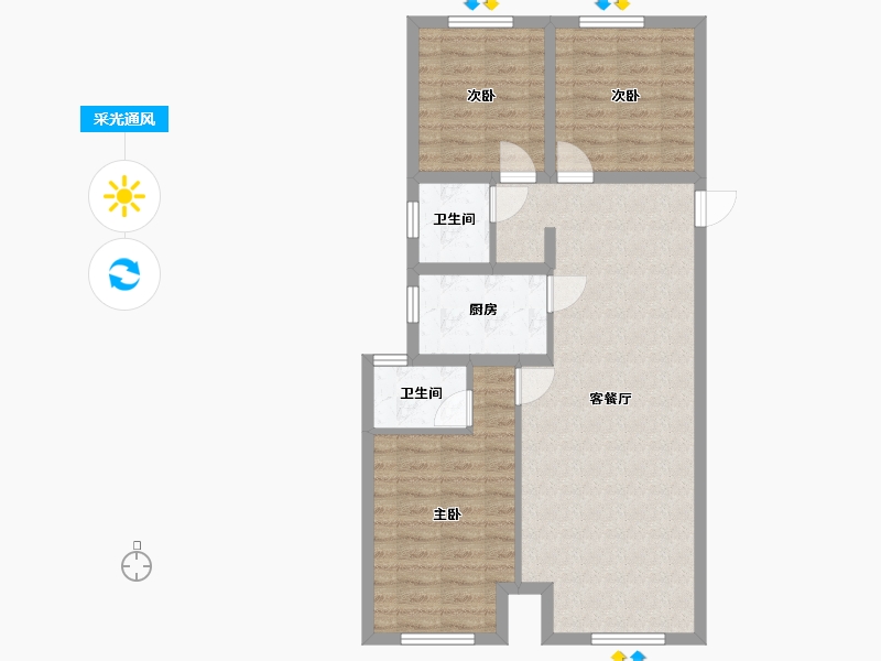 陕西省-榆林市-丰锦园-80.56-户型库-采光通风