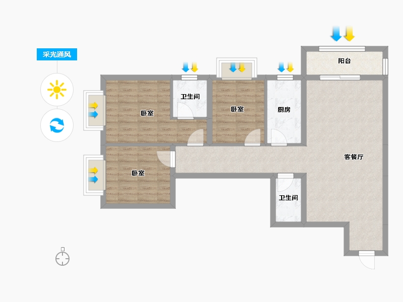 海南省-海口市-海信华庭-82.64-户型库-采光通风