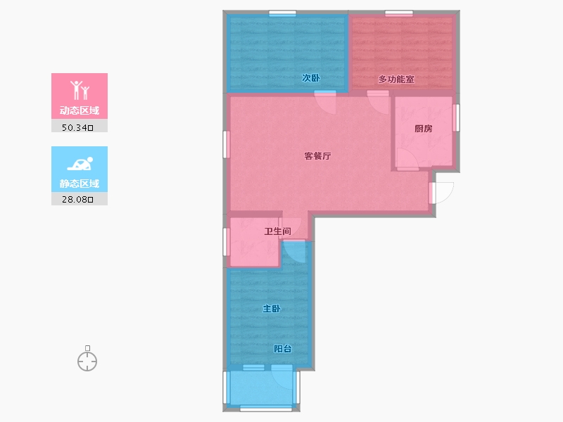 河北省-唐山市-勒泰城-69.60-户型库-动静分区