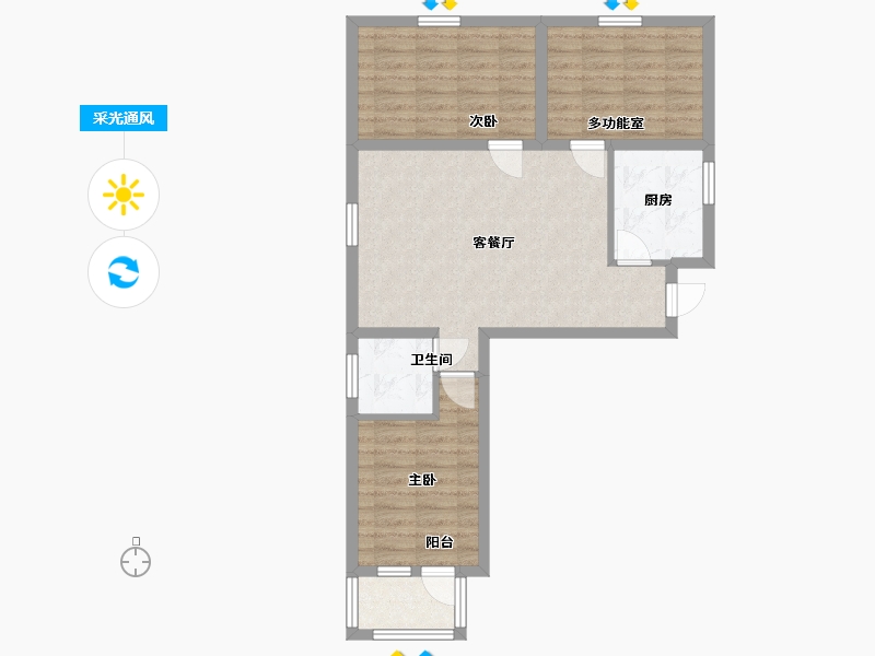 河北省-唐山市-勒泰城-69.60-户型库-采光通风