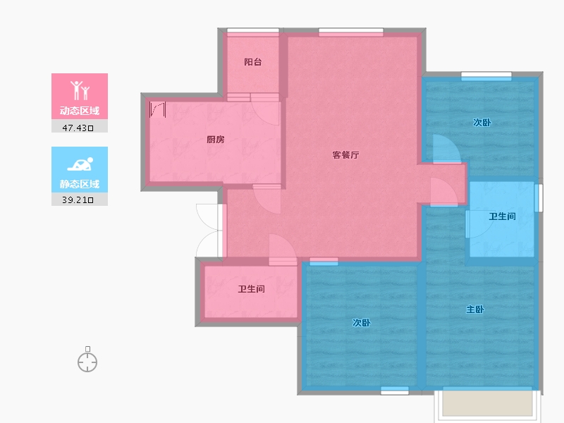 河北省-唐山市-宝龙花苑-76.70-户型库-动静分区