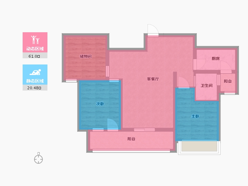 河北省-唐山市-勒泰城-71.61-户型库-动静分区