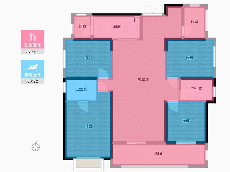 广东省-惠州市-中洲华昕府-114.78-户型库-动静分区