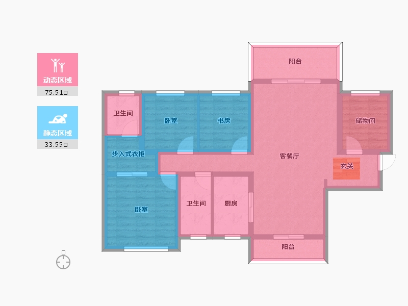 广东省-潮州市-阳光禧园-96.15-户型库-动静分区