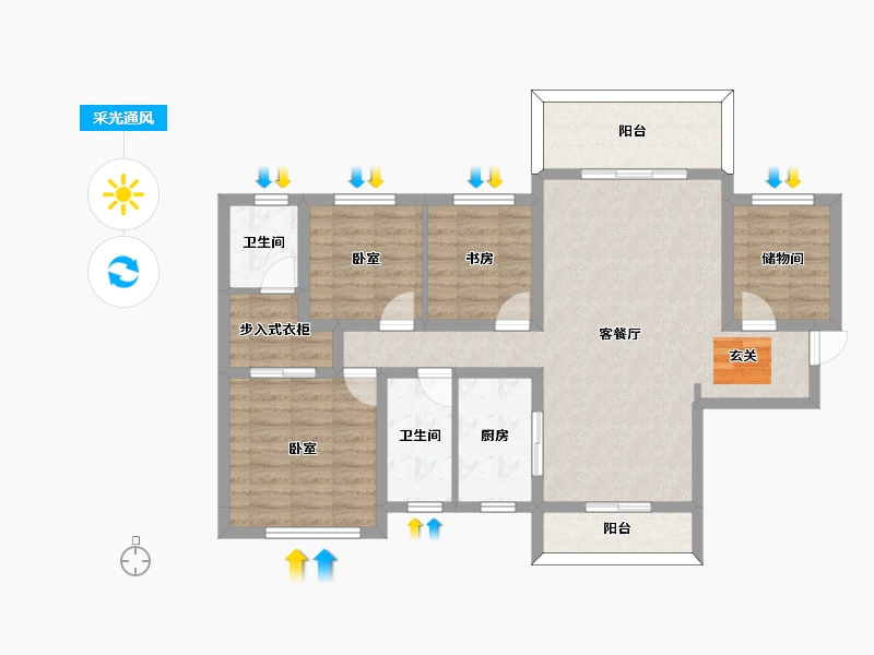 广东省-潮州市-阳光禧园-96.15-户型库-采光通风