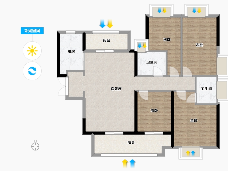 广东省-湛江市-南山壹号-109.01-户型库-采光通风