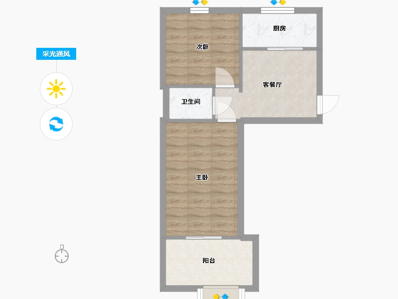 陕西省-西安市-交大口腔医院家属院-47.84-户型库-采光通风