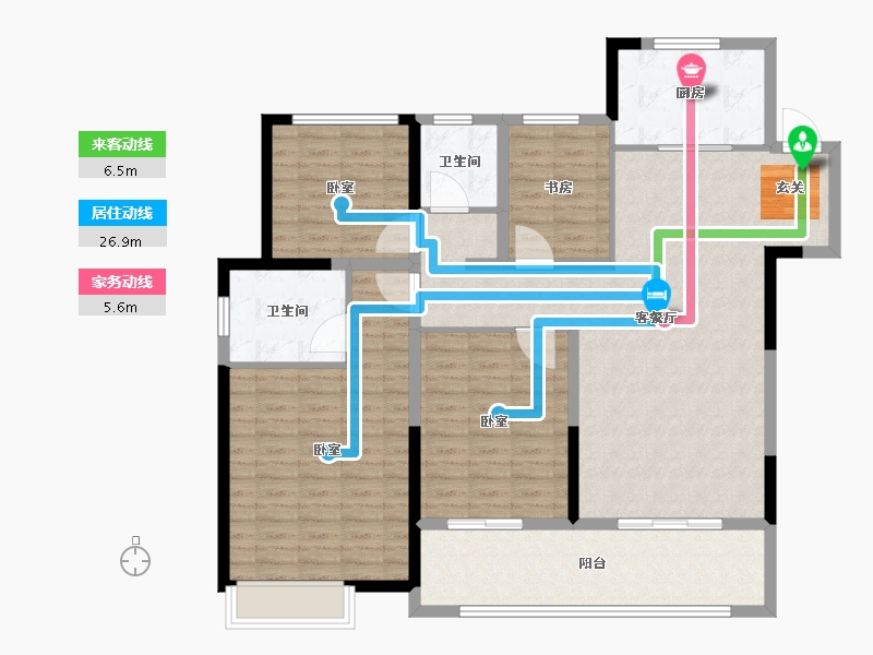 江苏省-淮安市-香溢茗园-128.00-户型库-动静线