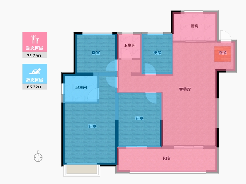 江苏省-淮安市-香溢茗园-128.00-户型库-动静分区