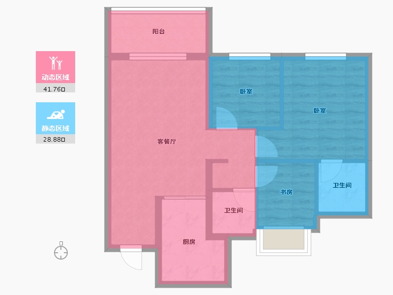 上海-上海市-万科西郊都会-62.63-户型库-动静分区