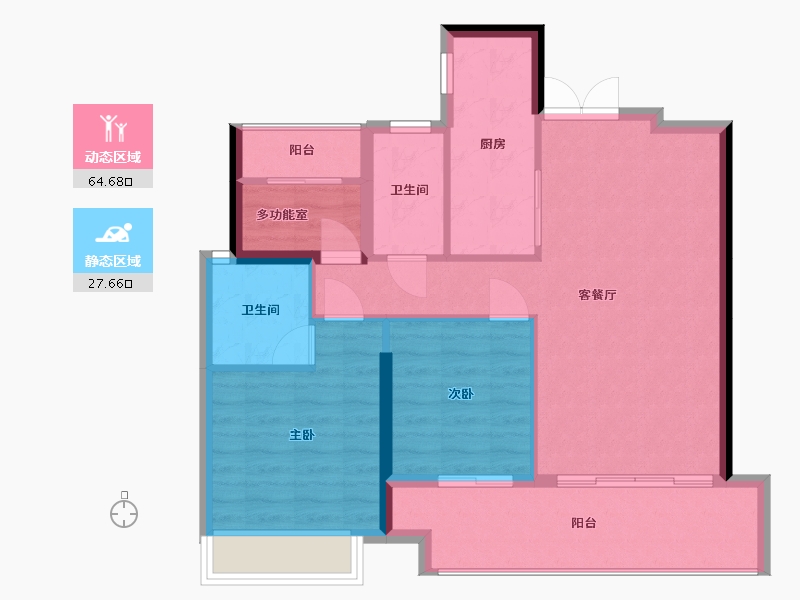 广东省-湛江市-南山壹号-83.75-户型库-动静分区