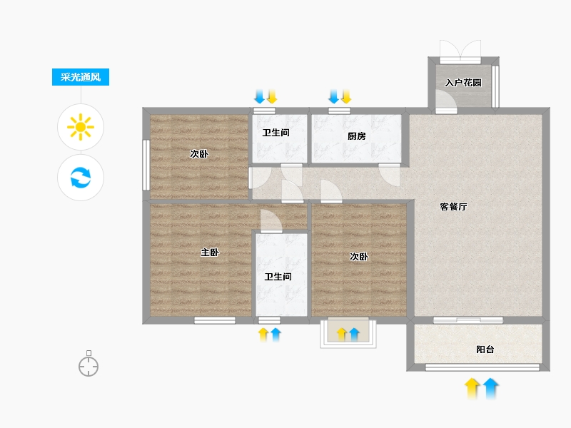 云南省-昆明市-国福现代城-97.70-户型库-采光通风