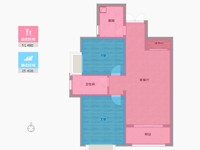 陕西省-咸阳市-义合三千湖-67.99-户型库-动静分区