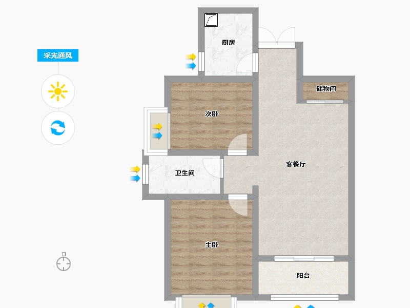 陕西省-咸阳市-义合三千湖-67.99-户型库-采光通风