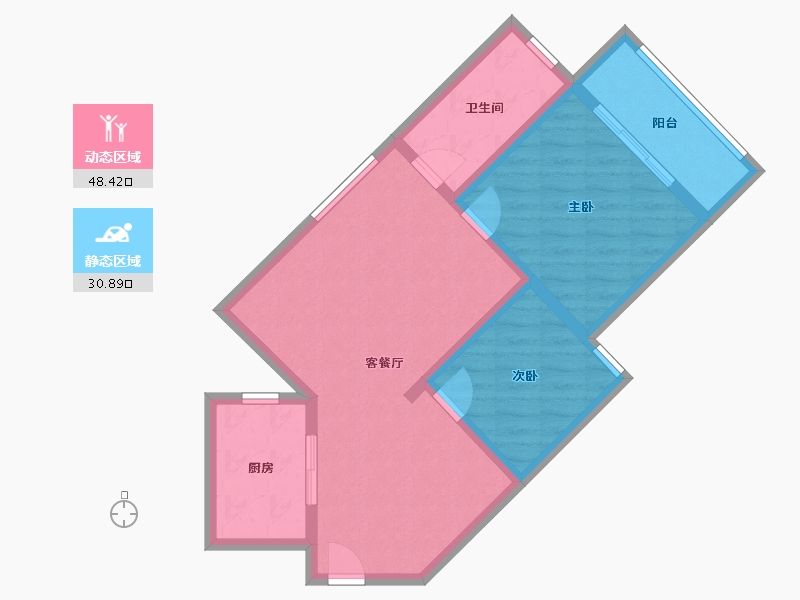 陕西省-咸阳市-大秦御港城-70.65-户型库-动静分区