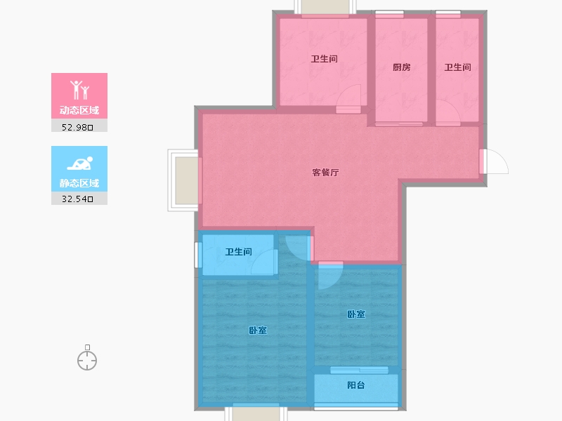 江苏省-宿迁市-左岸逸品-75.55-户型库-动静分区