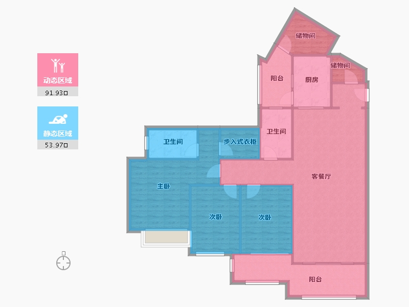 重庆-重庆市-寰宇天下天擎-133.94-户型库-动静分区