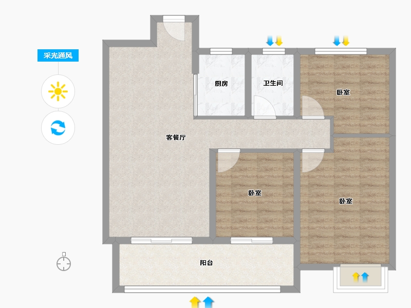 山东省-泰安市-尚德公馆-85.00-户型库-采光通风